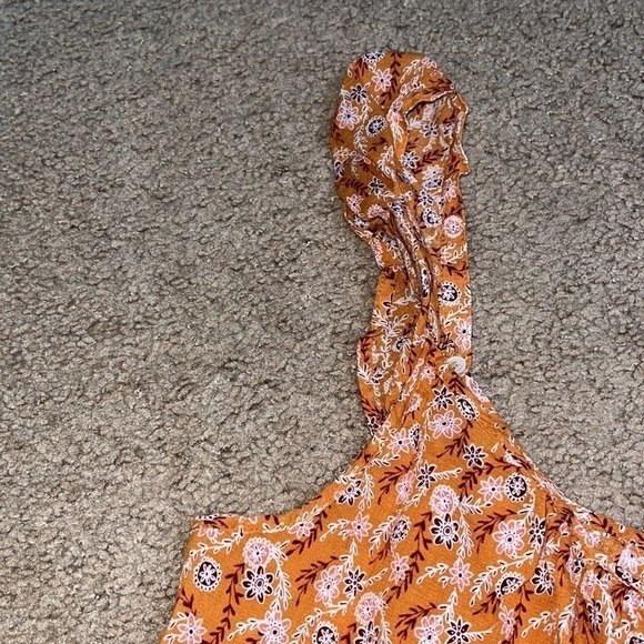 Xirena Rumer Scoop Neck Flutter Sleeve Tiered Midi Dress Laurel Floral Orange L - Picture 8 of 12